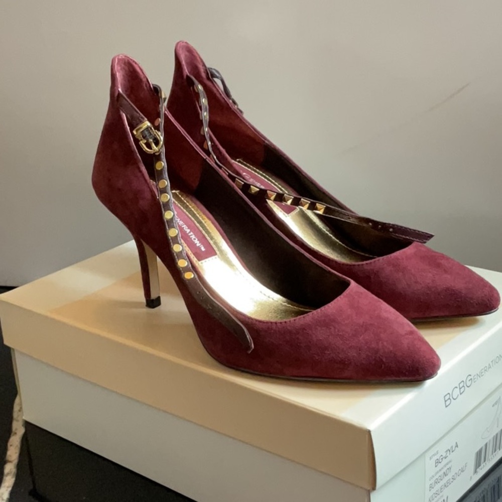 BCBGeneration Burgundy  Stiletto Heels with Ankle Strap